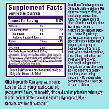 Stressballs De-Stress Dietary Supplement Gummies Ashwagandha Melatonin Lavender - 46 Count - Image 2