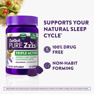 Vicks Zzzquil Pure Zzzs Triple Action Gummies - 42 CT - Image 3