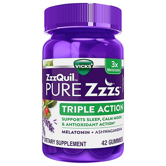 Vicks Zzzquil Pure Zzzs Triple Action Gummies - 42 CT