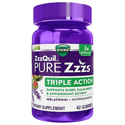 Vicks Zzzquil Pure Zzzs Triple Action Gummies - 42 CT - Image 1