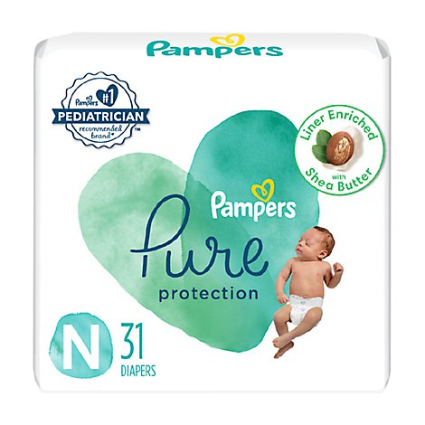 Pampers Pure Protection Newborn Diapers Size N - 31 Count