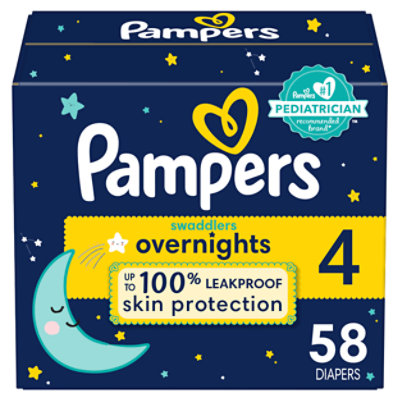 Pampers Swaddlers Size 4 Overnight Diaper - 58 count - Image 1