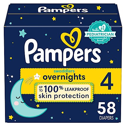 Pampers Swaddlers Overnight Size 4 Diapers - 58 Count