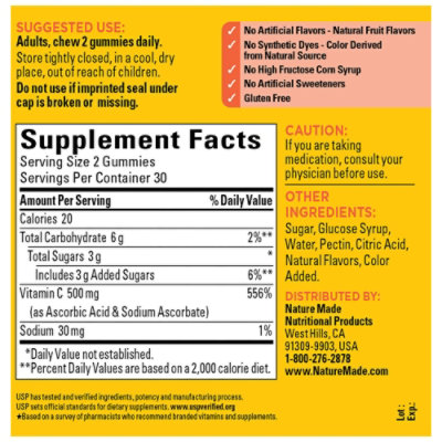 Nature Made Vitamin C Gummies 500 MG - 60 Count - Image 4