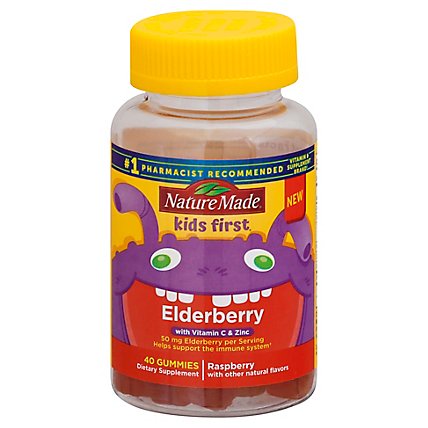 Nature Made Kids First Elderberry Dietary Supplement Gummies Raspberry  - 40 Count - Image 3