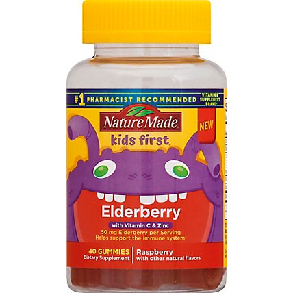 Nature Made Kids First Elderberry Dietary Supplement Gummies Raspberry  - 40 Count - Image 2