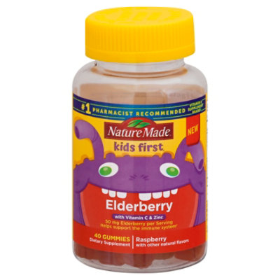 Nature Made Kids First Elderberry Dietary Supplement Gummies Raspberry  - 40 Count