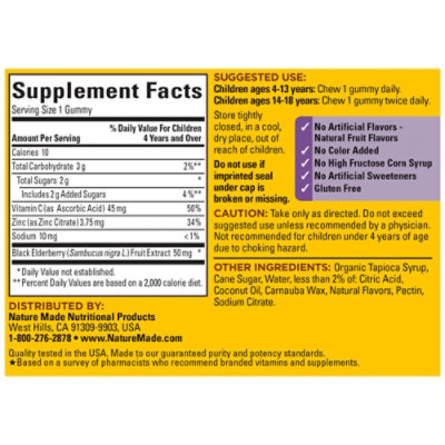 Nature Made Kids First Elderberry Dietary Supplement Gummies Raspberry  - 40 Count - Image 4