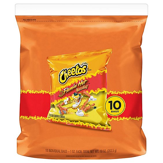 Cheetos Crunchy Cheese Flavored Snacks Flamin Hot 1 Ounce/ 10 Pack - 10-1 OZ