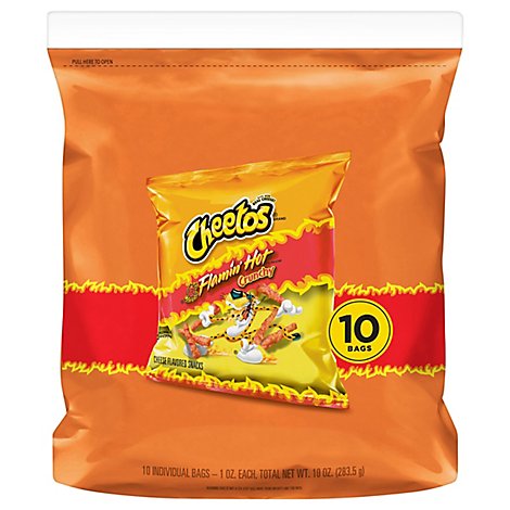 Cheetos Crunchy Cheese Flavored Snacks Flamin Hot 1 Ounce/ 10 Pack - 10-1 OZ