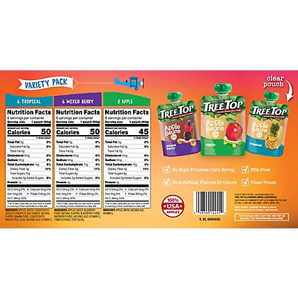 Tree Top Apple Mix Berry Tropical Variety Pack Apple Sauce Pouch - 20-3.2 OZ - Image 6