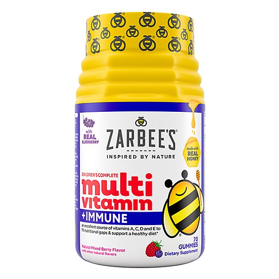 Zarbee's Kids Mixed Berry Flavors Complete Multivitamin Plus Immune Support Gummies - 70 Count