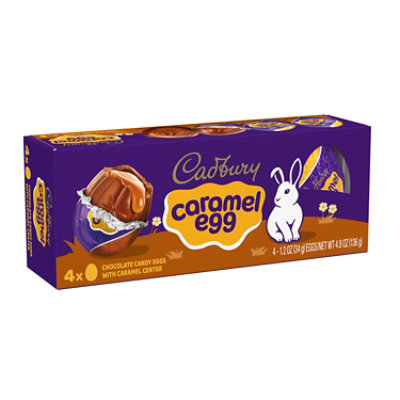 Cadbury Caramel Egg Chocolate With Caramel Easter Candy Eggs Box-4-1.2 Oz