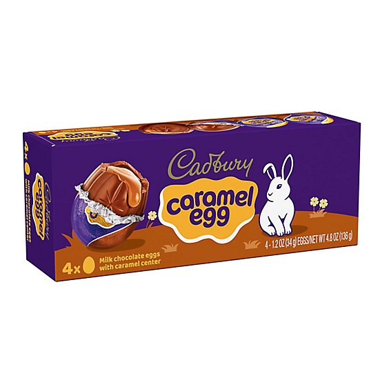 Cadbury Caramel Egg Milk Chocolate Caramel Easter Candy Box 4 Count - 1.2 Oz