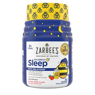 Zarbee's Kids Sleep Gummies With Melatonin Drug Free Non Habit Forming Natural Berry - 50 Count - Image 1