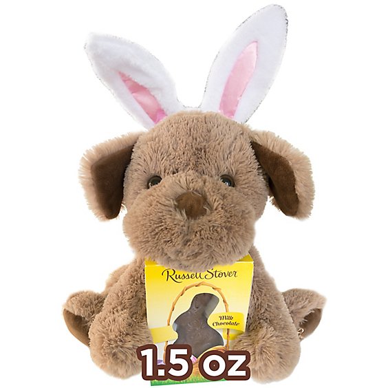 RUSSELL STOVER Easter Coco the Love Pup Plush with Solid Milk Chocolate Easter Bunny - 1.5 Oz