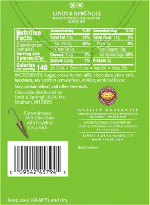 Lindt Carrots Easter Milk Chocolate Candy blended with Hazelnut 4 Pack Box - 1.9 Oz - Image 5