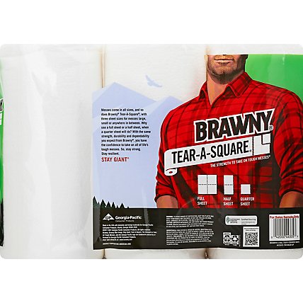 Brawny Paper Towels White Tear A Square Sheets 3 Extra Large Rolls - 3 RL - Image 4