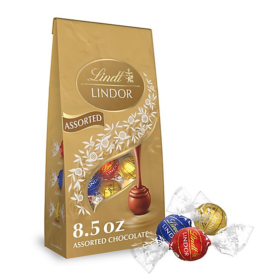 Lindt LINDOR Assorted Chocolate Candy Truffles Bag - 8.5 Oz