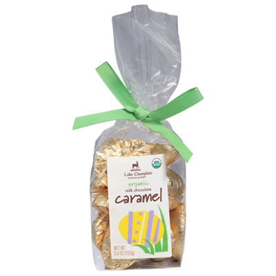 Lake Champlain Org Caramel 12 Pieces Foiled Eggs Gift Bag - 5.5 OZ - Image 1