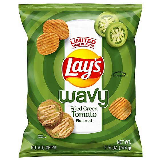 Lays Wavy Potato Chips Fried Green Tomato - 2.625 OZ