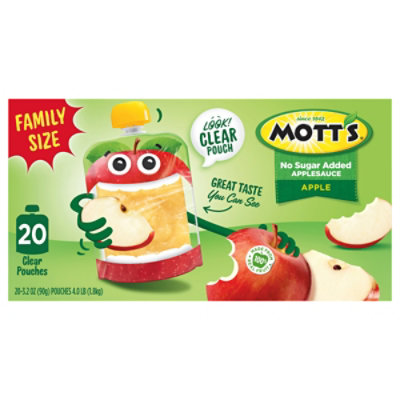 Motts Apple Sauce Unsweetened Pouch - 20-3.2 OZ - Image 1