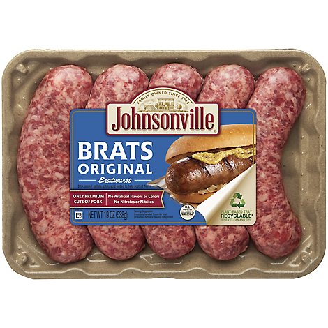 Johnsonville Natural Casing Original Bratwurst Pork Sausage - 19 OZ