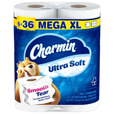 Charmin Ultra Soft 396 Sheets Per Super Mega Roll Toilet Paper - 6 Roll