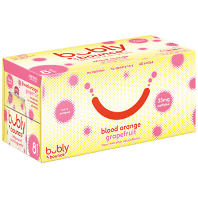 bubly Bounce Sparkling Water Caffeinated Orange Grapefruit - 8-12 Fl. Oz.