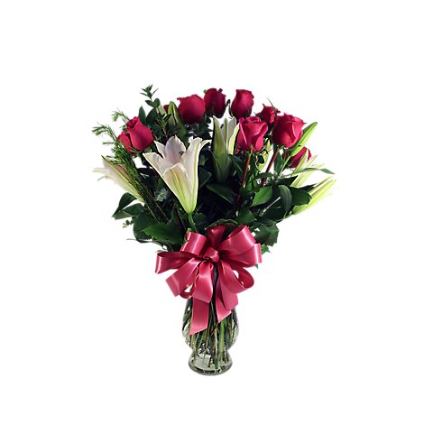 Debi Lilly Deluxe Unforgettable Dozen Rose Arrangement With Vase - Each (flower colors and vase will vary)
