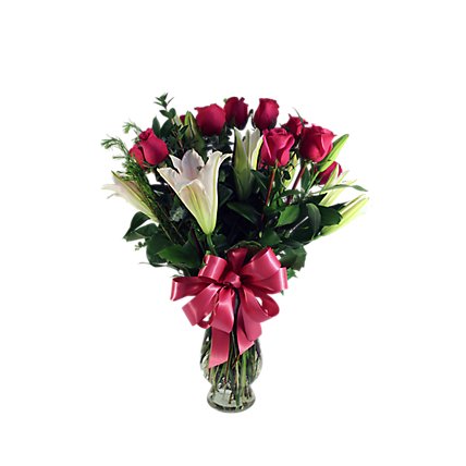 Debi Lilly Deluxe Unforgettable Dozen Rose Arrangement With Vase - Each (flower colors and vase will vary) - Image 1