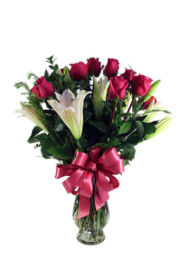 Debi Lilly Deluxe Unforgettable Dozen Rose Arrangement With Vase - Each (flower colors and vase will vary) - Image 1