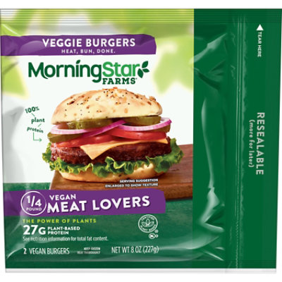  MorningStar Farms Vegan Burgers Meat Lovers - 8 Oz 