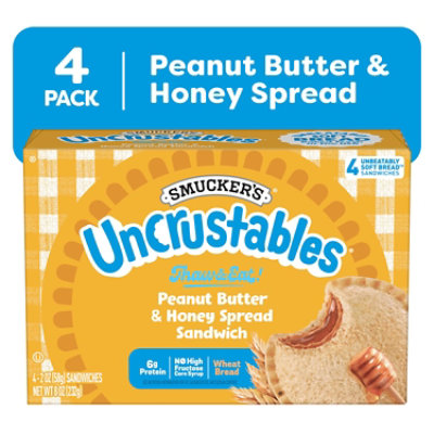 Smucker’s Uncrustables Peanut Butter & Honey Spread Sandwiches Frozen - 4 - 2 Oz - Image 1