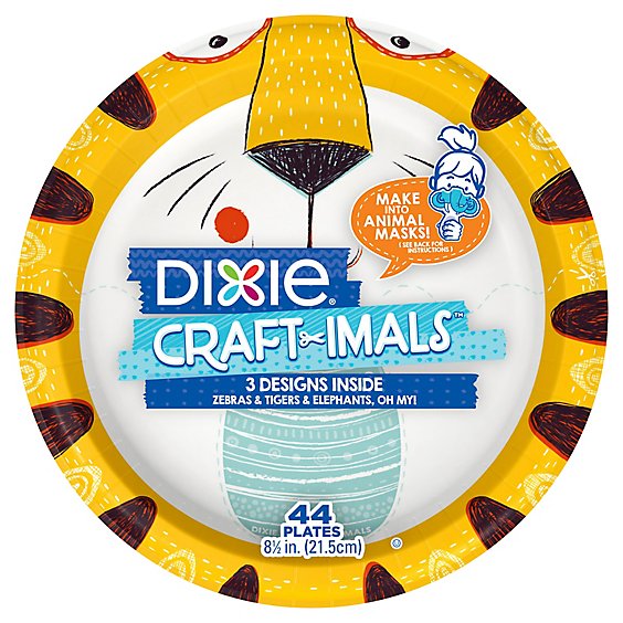 Dixie Craft Imals 9 Inch Paper Plates For Kids Crafts 220 Count - 44 CT