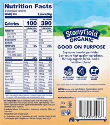 Stonyfield Organic YoBaby Peach & Oat Whole Milk Baby Yogurt Pouches - 4 Count - Image 6