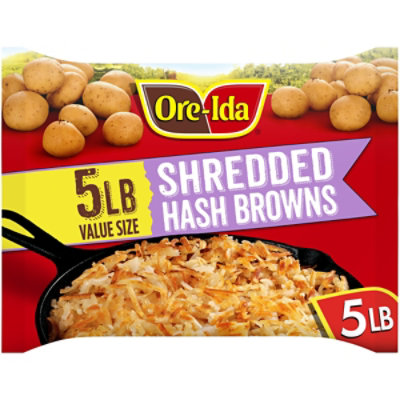 Ore-Ida Shredded Hash Browns Frozen Potatoes Value Size Bag - 5 Lb - Image 1