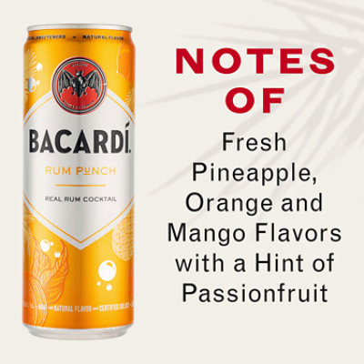 Bacardi Rum Punch  Gluten Free Ready to Drink Real Rum Cocktail Slim Multipack - 4-355 Ml - Image 2