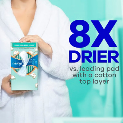 Always Pure Cotton with FlexFoam Pads for Women Size 2 Heavy Flow Absorbency with Wings - 24 Count - Image 4