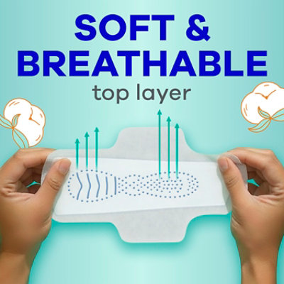 Always Pure Cotton with FlexFoam Pads for Women Size 2 Heavy Flow Absorbency with Wings - 24 Count - Image 6