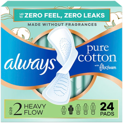 Always Pure Cotton Flex Foam Pads Size 2 Unscented - 24 CT