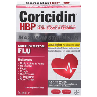 Coricidin Hbp Max Flu 24 Ct Shaws 7871