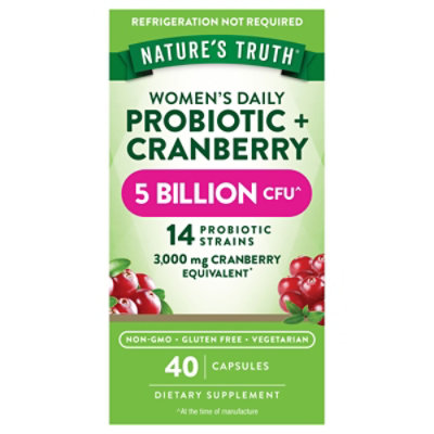 Nature's Truth 5 Billion Active Cultures Womens Probiotic Plus Cranberry - 40 Count - Image 1