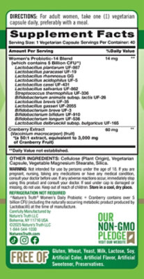 Nature's Truth 5 Billion Active Cultures Womens Probiotic Plus Cranberry - 40 Count - Image 2