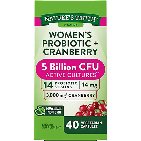 Nature's Truth 5 Billion Active Cultures Womens Probiotic Plus Cranberry - 40 Count