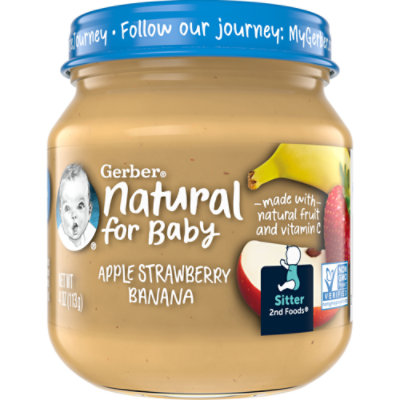 Gerber 2nd Foods Natural For Baby Apple Strawberry Banana Baby Food Jar - 4 Oz