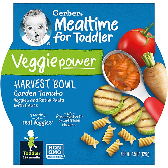Gerber Graduates Mealtime Harvest Bowl Garden Tomato Toddler Food Tray - 4.5 Oz