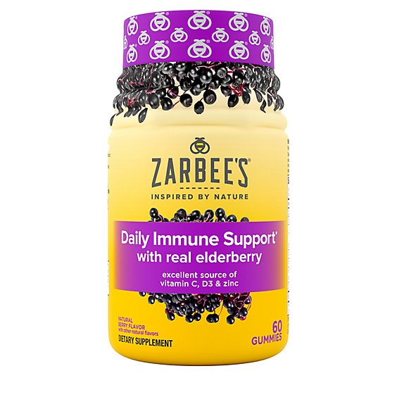 Zarbee's Daily Immune Support With Real Elderberry Gummies - 60 Count