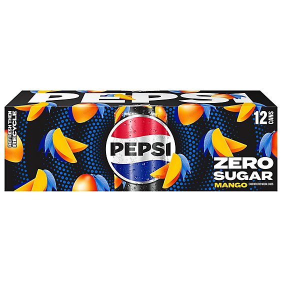 Pepsi Zero Sugar Soda Mango Can - 12-12 OZ - randalls Pepsi Zero Sugar Soda Mango Can - 12-12 OZ - randalls