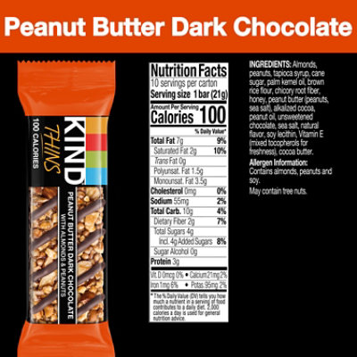 Kind Thins Peanut Butter Dark Chocolate - 10-.74 OZ - Image 2